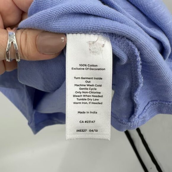 Talbots Women's Blue Cotton V Neck Short Sleeve Knee Length Casual Dress Size M - Picture 5 of 5